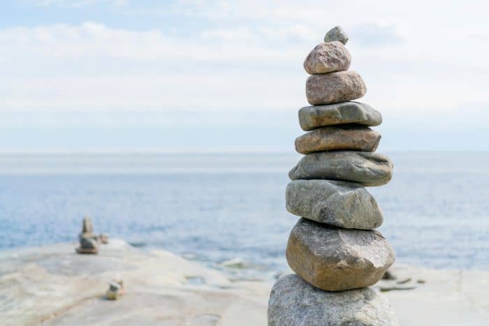 A balanced pile of rocks one above the other