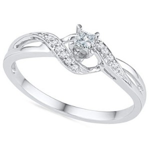 D-Gold Princess Round Diamond Promise Ring